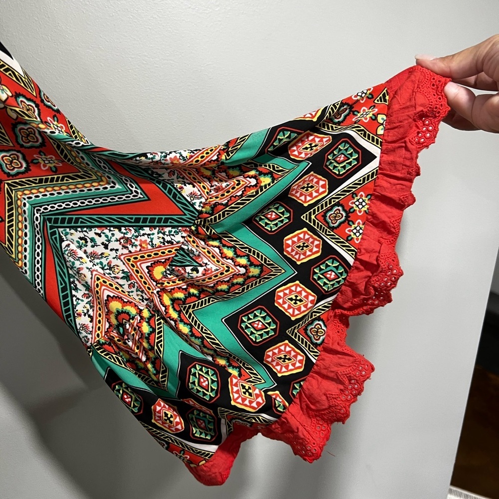 Vibrant Zigzag Patterned Blouse Size S Flared Sleeve - Picture 3 of 4